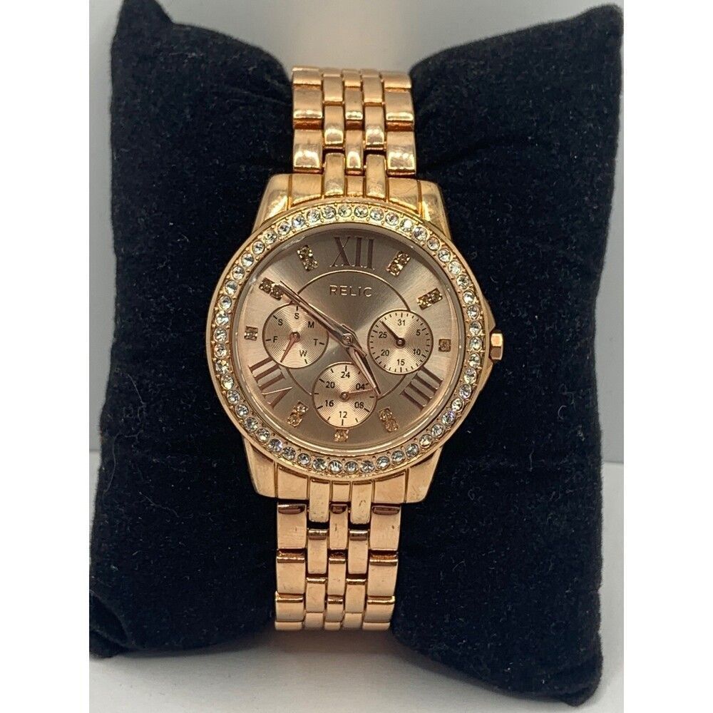 Relic ZR15755 Women Gold Stainless Steel Analog Rose Gold Dial Wrist Watch KL210